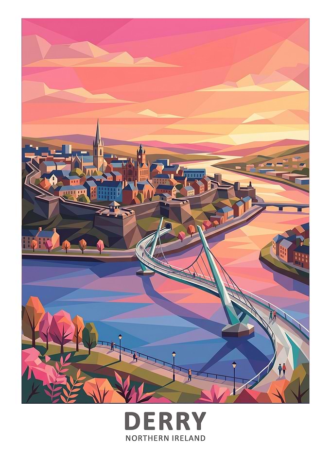 Derry Cityscape at Sunset