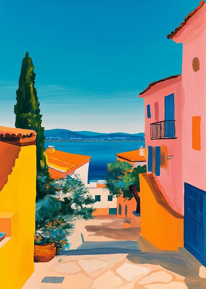 Mediterranean Village Scene