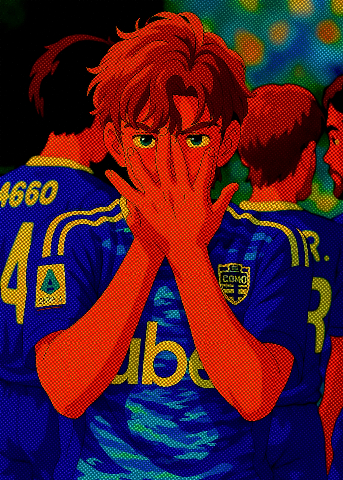 Anime Soccer Player with Hands Covering Face