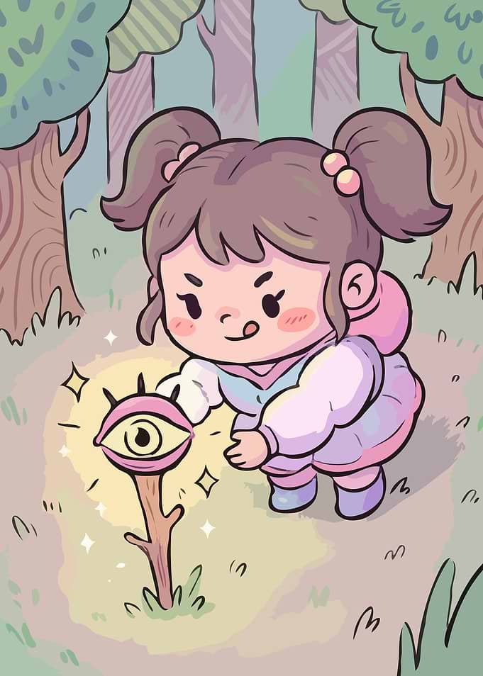 Magic Girl - Glowing Eye Wand Forest