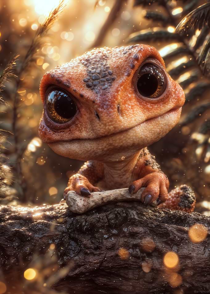 Cute baby orange T-rex dinosaur