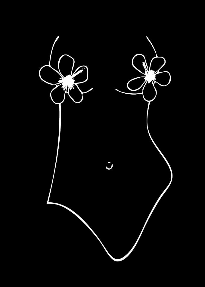 Minimalist floral bikini outline
