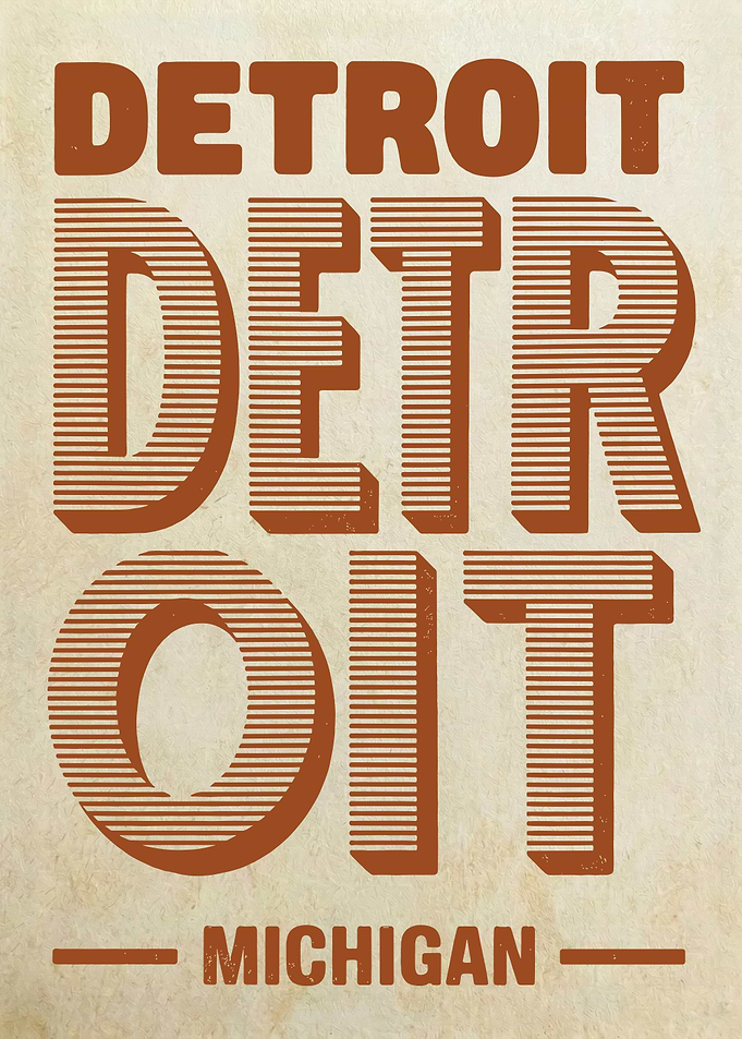 Detroit Michigan Text Art