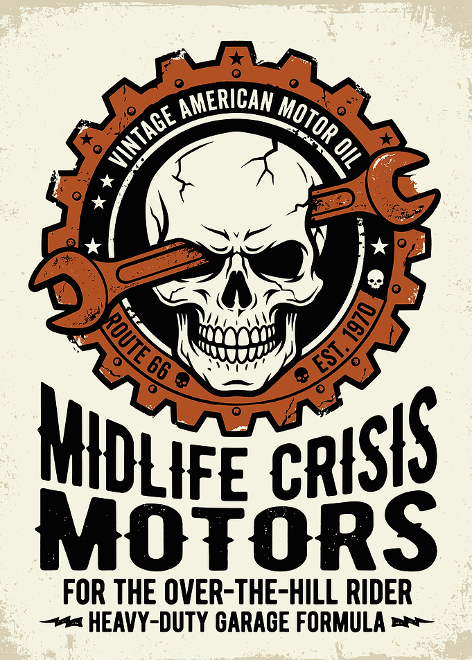 Midlife Crisis Motors Skull and Wrench