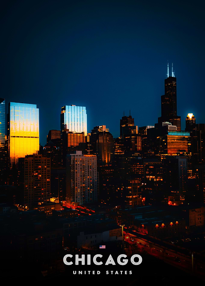 Chicago Skyline at Night