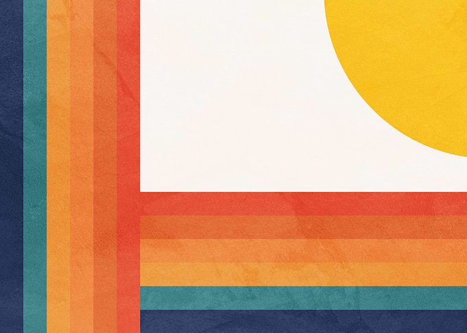 Retro Sunset Stripes and Sun