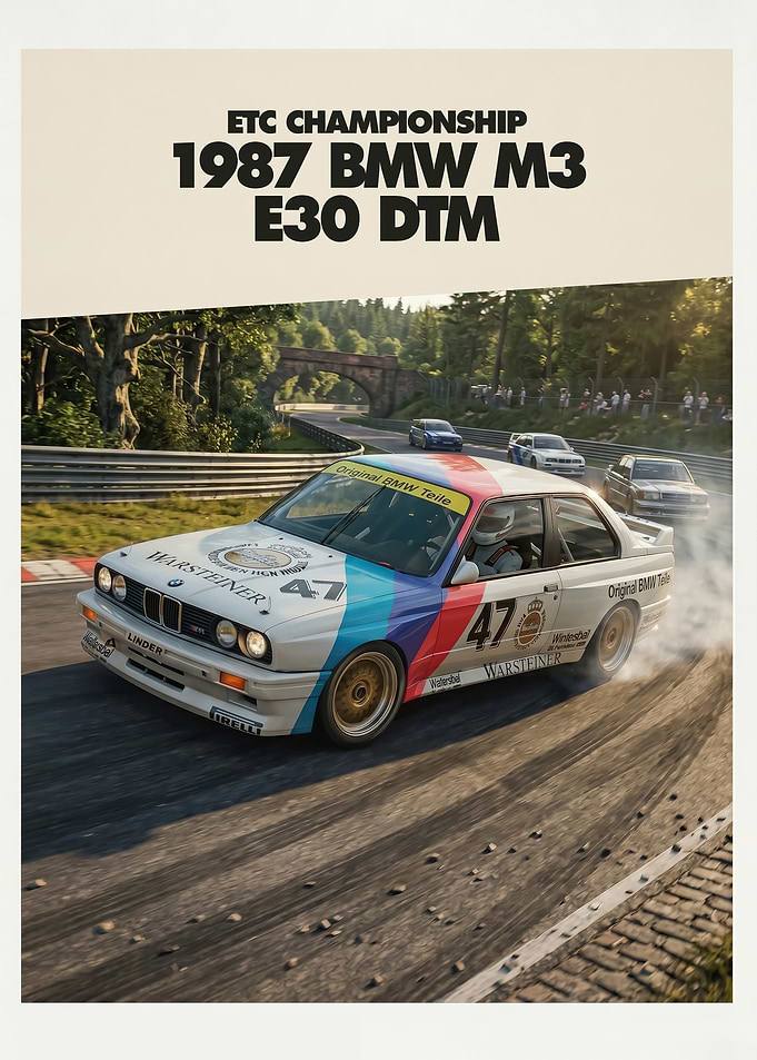 1987 BMW M3 E30 DTM Racing Poster
