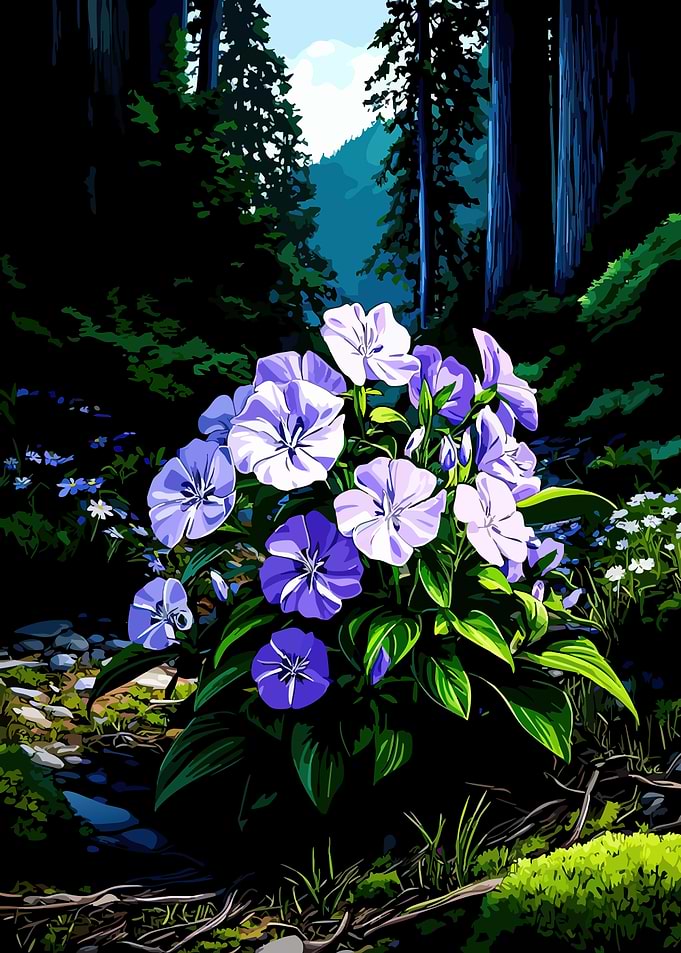 Forest Flowers in a Woodland Setting