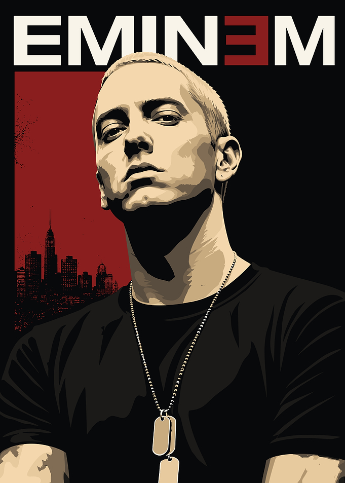 Eminem Portrait with Cityscape