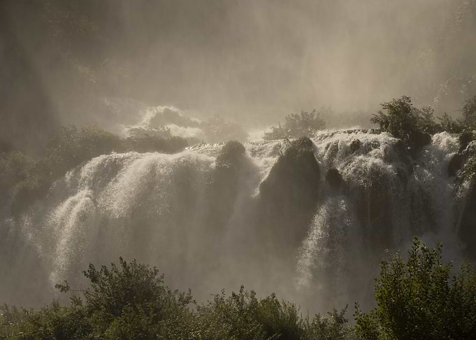 'enchanted Roar' - Misty Waterfall Cascading Over Rocks (Cascate La Marmora, Umbria, Italy)