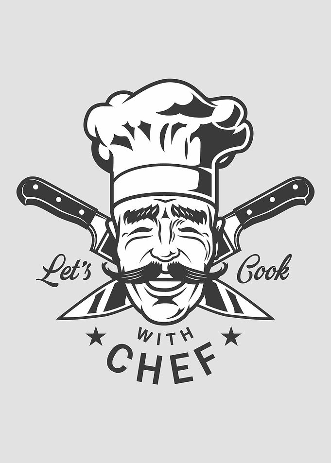 Chef with Knives and Text