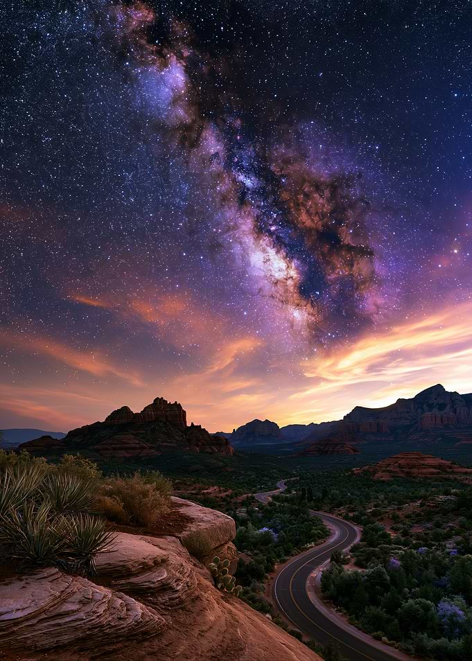 Milky Way Over Sedona Landscape