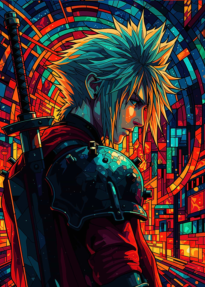 Cloud Strife Stained Glass Art