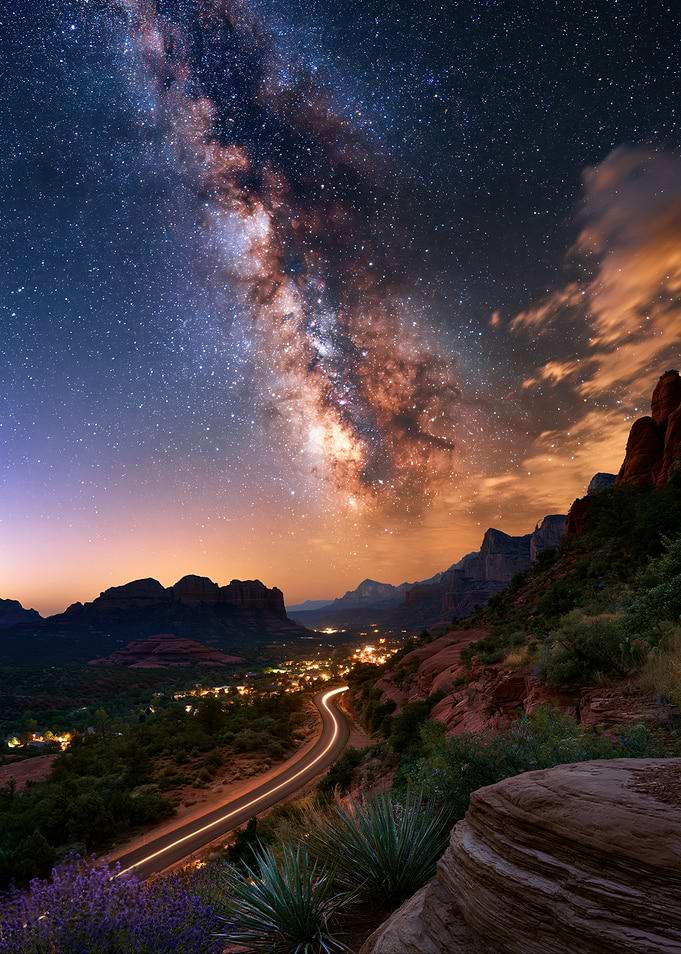Milky Way Over Sedona Landscape