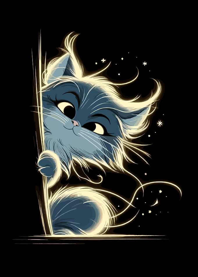 Mystical Blue Cat Peeking