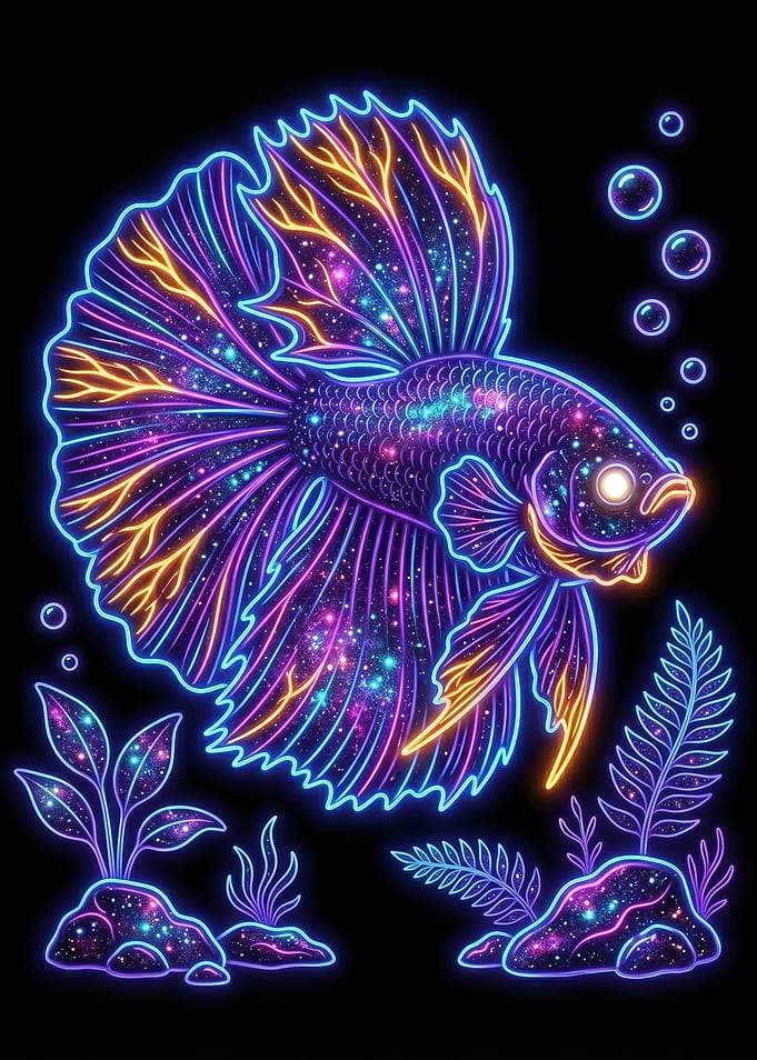 Neon Galaxy Betta Fish