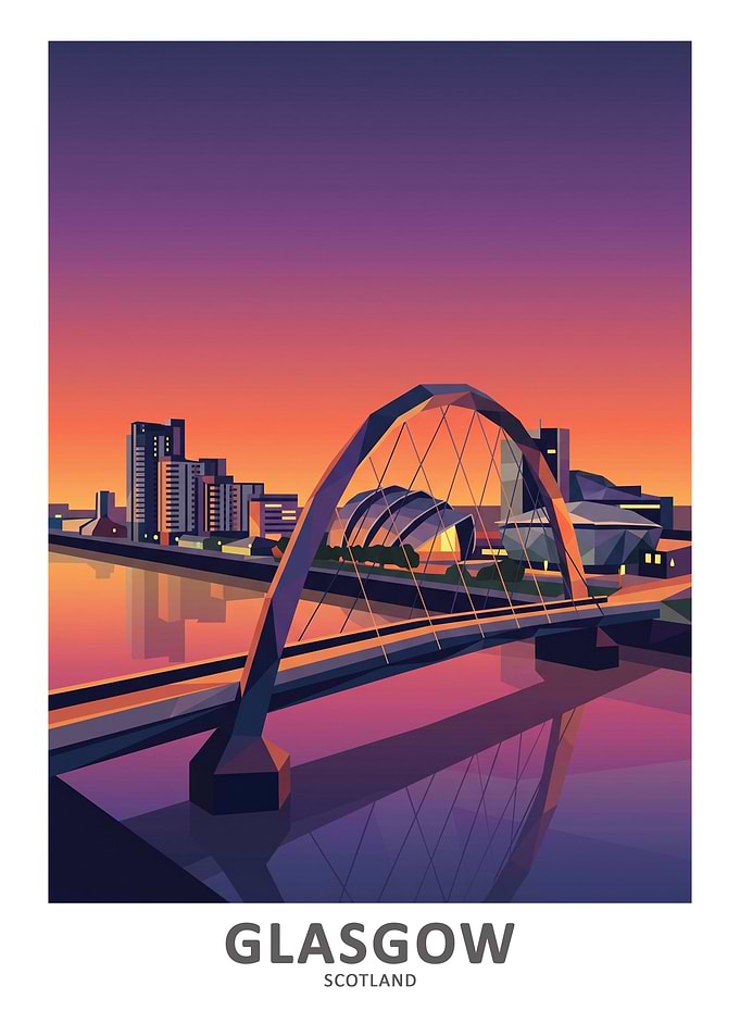 Glasgow Cityscape at Sunset