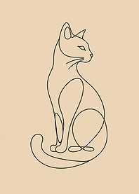 Minimalist Cat Line Art