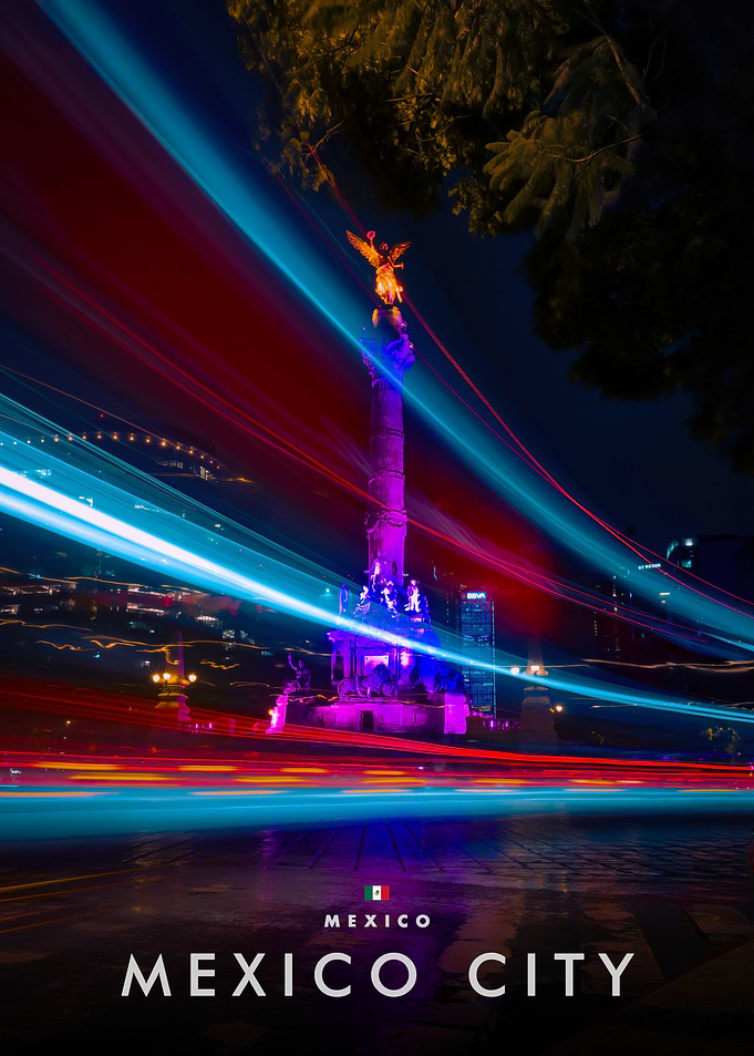 Angel of Independence, Mexico City at Night