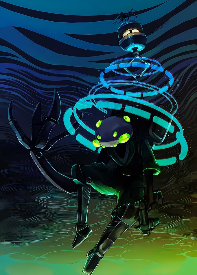 Sci-fi Robot with Neon Rings