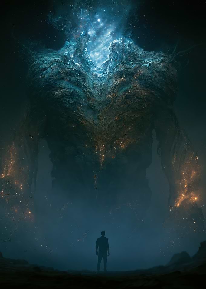 Cosmic Giant and Lone Figure