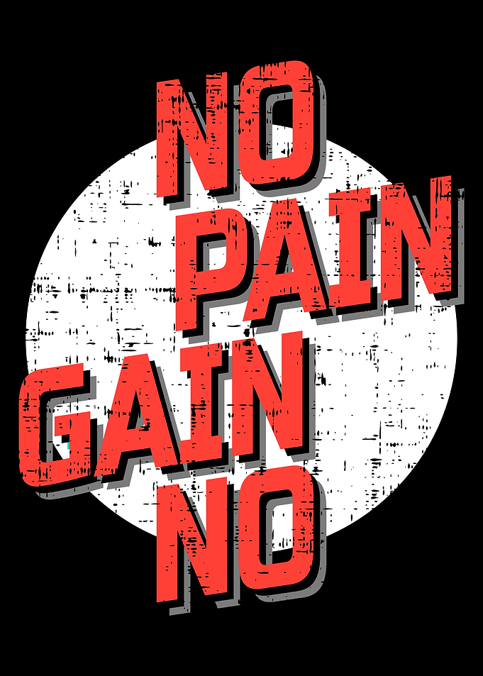 No Pain No Gain Motivational Text