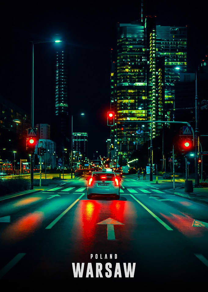 Warsaw Cityscape at Night