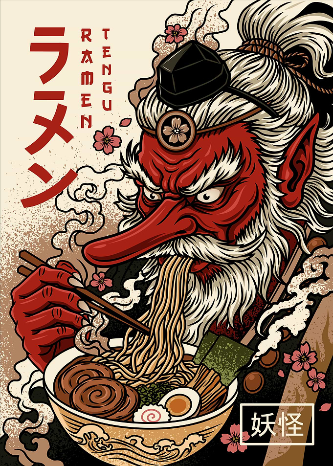 Tengu Eating Ramen