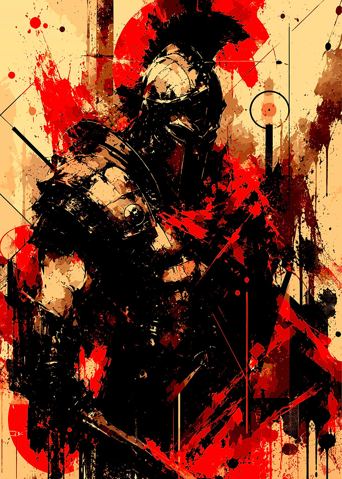 Warrior with Red Splatter
