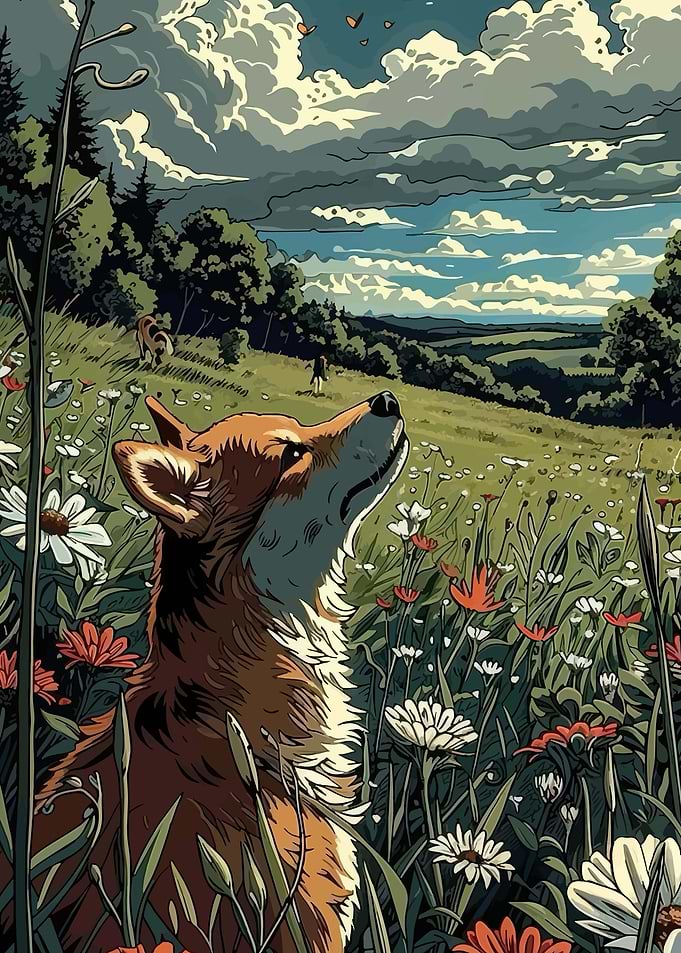 Fox in a Wildflower Meadow