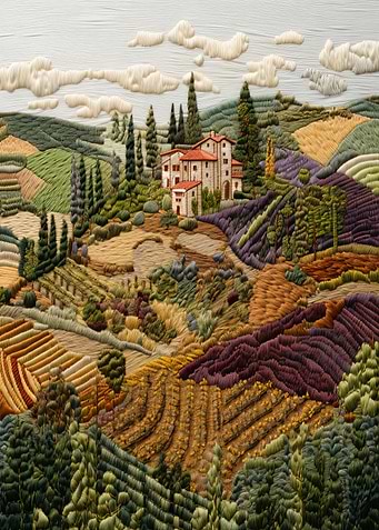 Tuscan Landscape Embroidery