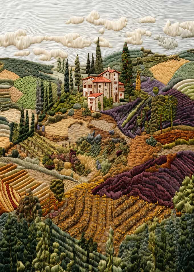 Tuscan Landscape Embroidery