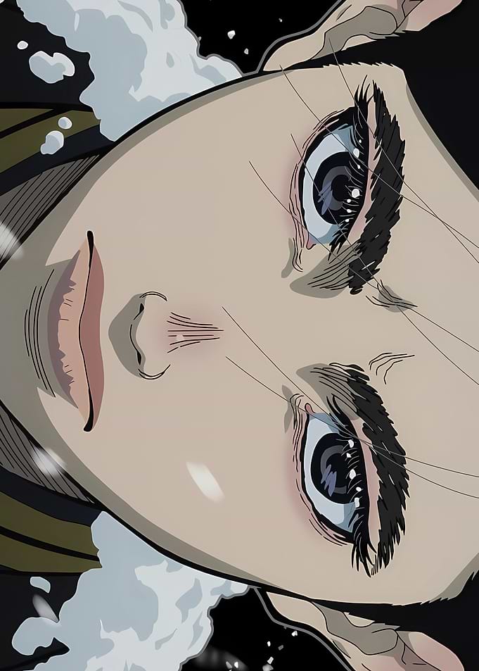 Close-up Anime Portrait of a Crying Person