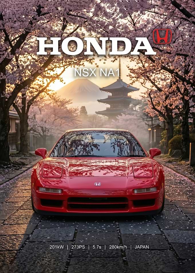 red Honda NSX NA1 with Mount Fuji
