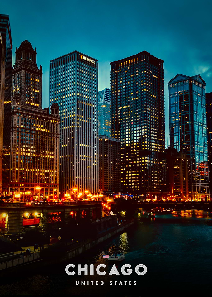 Chicago Skyline at Dusk