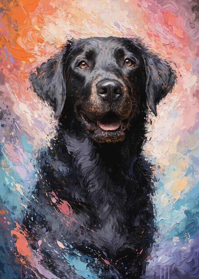 Black Dog Portrait Painting