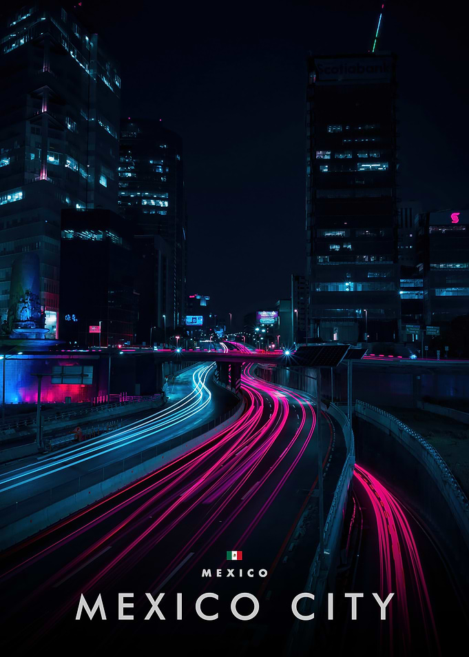 Mexico City Night Traffic