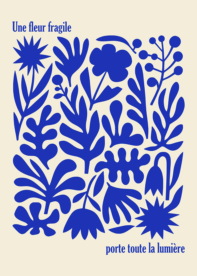 Blue Floral Cutout Art