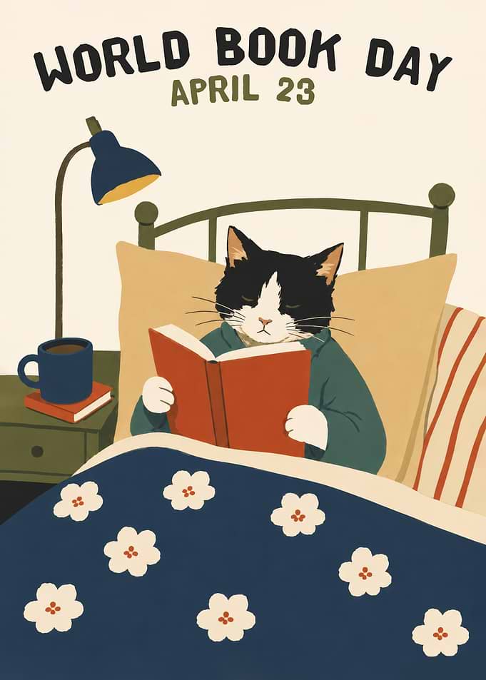 Reading Cat Poster Print