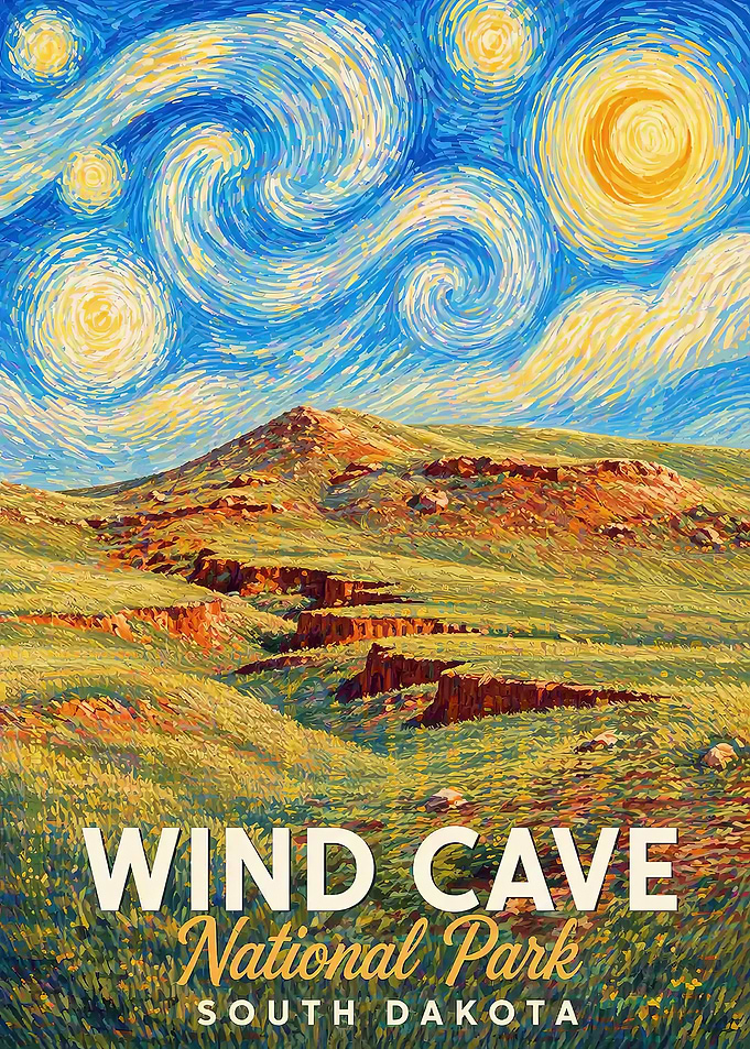 Wind Cave National Park Vintage Poster