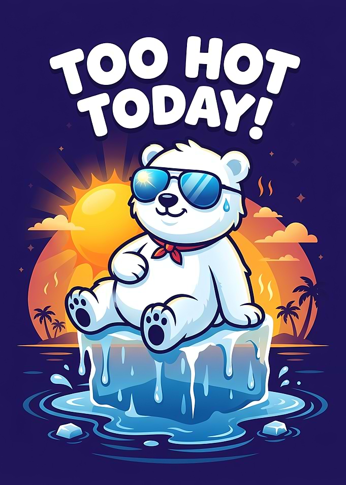Polar Bear Melting on Ice as background