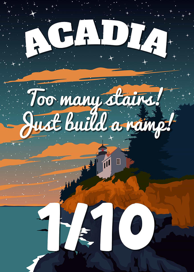 Acadia National Park 1/10 Too Many Stairs Funny Vintage Travel Poster Review