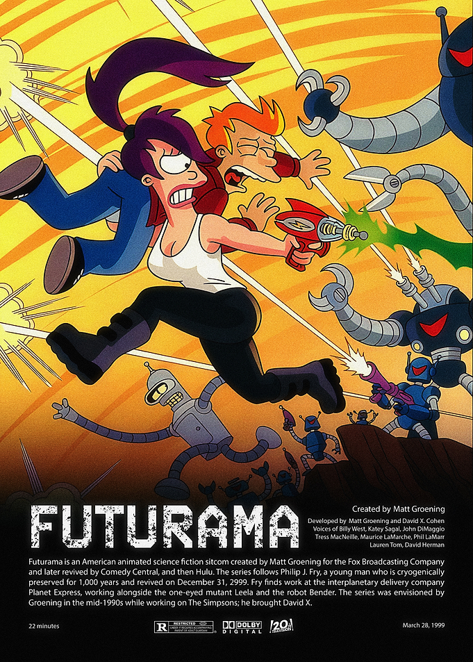 Futurama Poster with Characters and Robots