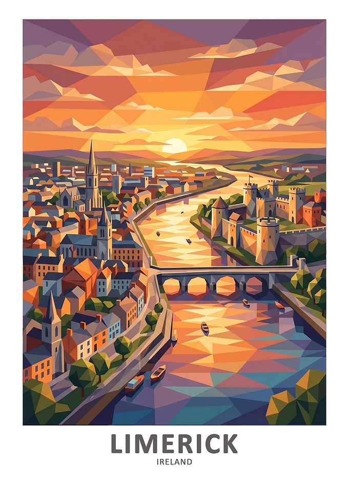 Limerick Ireland Cityscape at Sunset