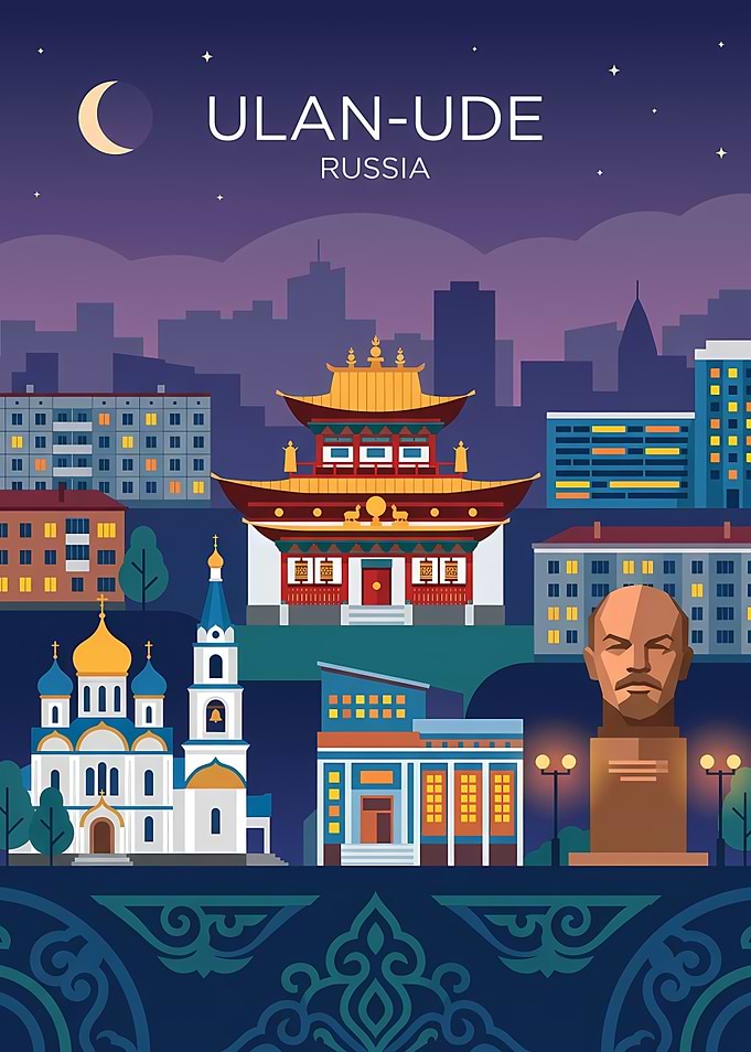 Ulan-Ude Cityscape at Night