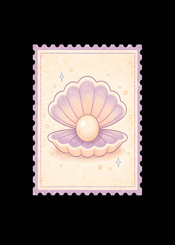 Pearl in a Seashell Stamp