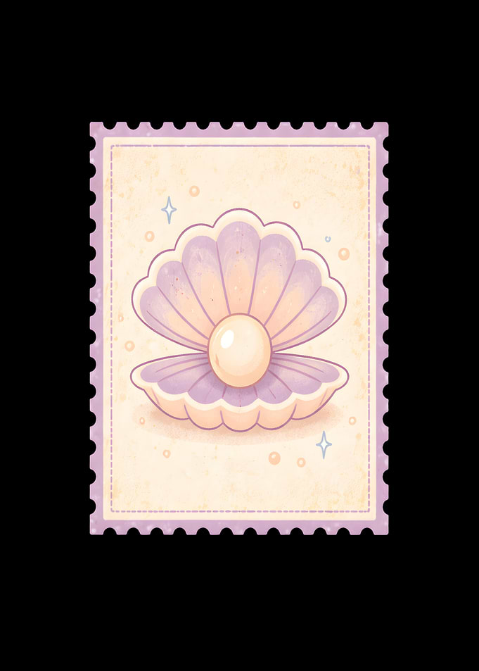 Pearl in a Seashell Stamp