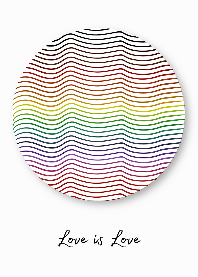 Modern Minimal Wavy Rainbow Pride Love is Love