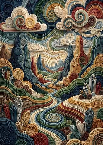 Whimsical Paper Quilled Landscape