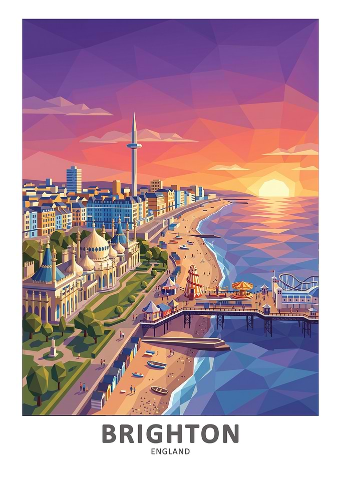 Brighton Pier and Skyline at Sunset